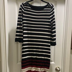 White House Black Market Striped Dress with boat neck and 3/4 sleeves - small?